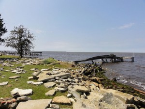 Irene left smashed structures in her wake along the south shore of the Albemarle Sound near Columbia.