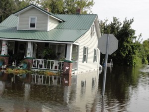 Main Street in Creswell was still flooded days after Irene. 