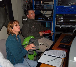 Sandra Brooke and a technician operate the Kraken II with controls.