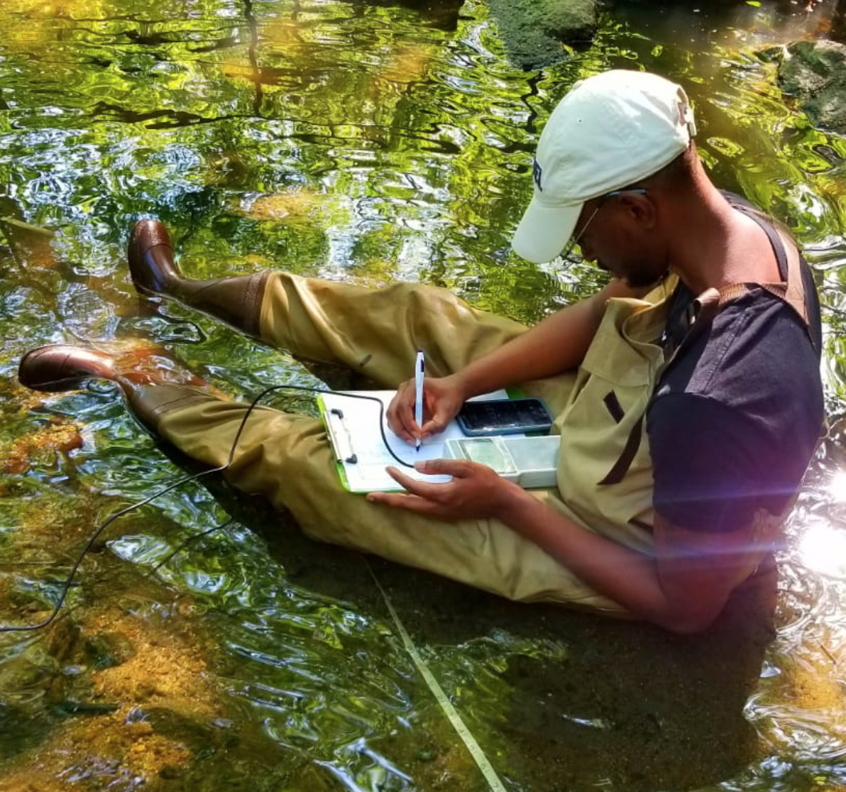 Austin Gray records data from a stream.