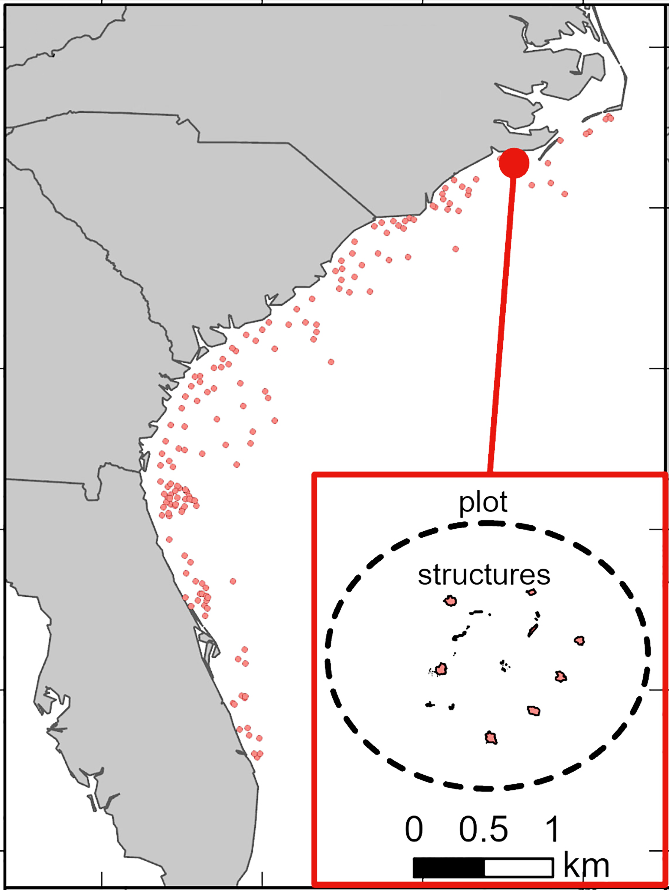 image: map of artificial reefs along the Southeast coast.