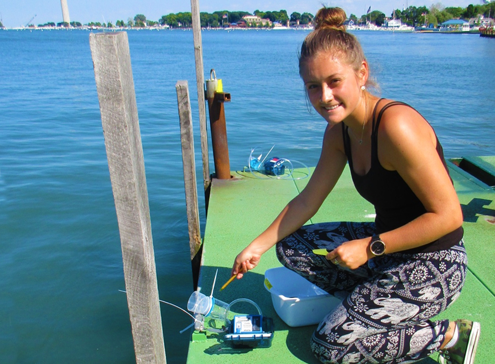 In the field: Haley Plaas, the recipient of the 2020 joint fellowship from North Carolina Sea Grant and the Albemarle-Pamlico National Estuary Partnership.