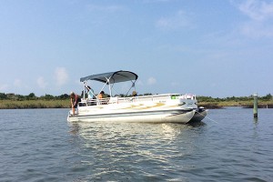 We’ve been doing all of our field work from this boat this semester. Photo by UNC Outer Banks Field Site students.