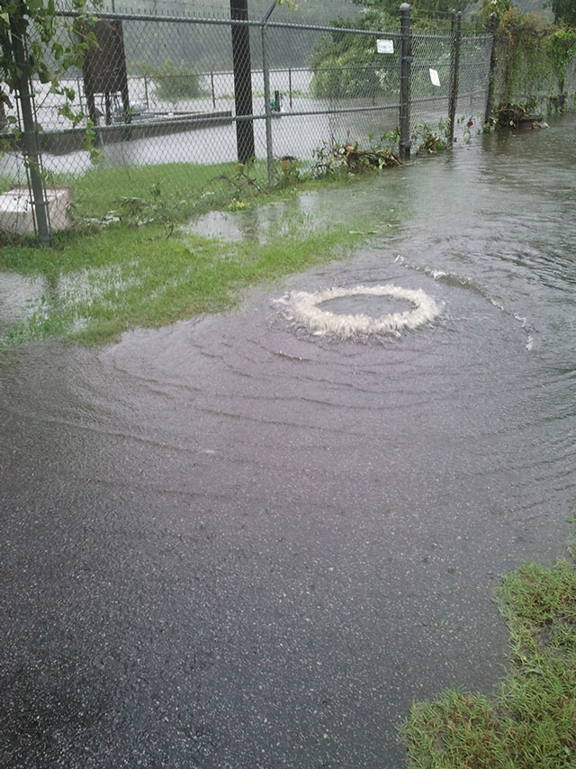 Flooded manholes are a common sight during and after a big rain event. 