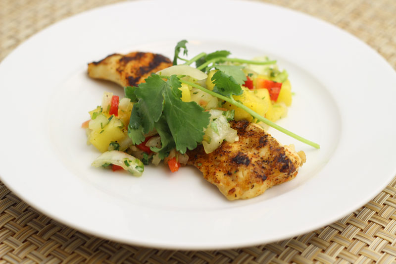 chargrilled cape shark with pineapple salsa