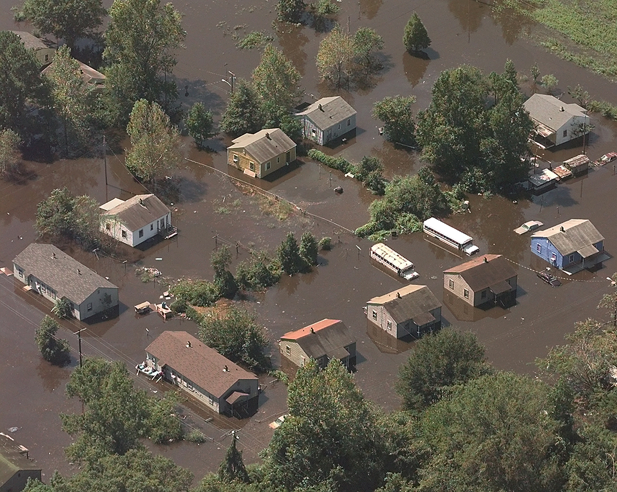 In 1999, Hurricane Floyd caused flooding in many areas of southeast Kinston near the Adkin Branch of the Neuse River.