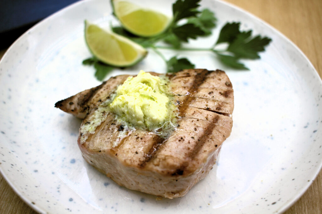 image: Grilled Tuna with Lime Butter.