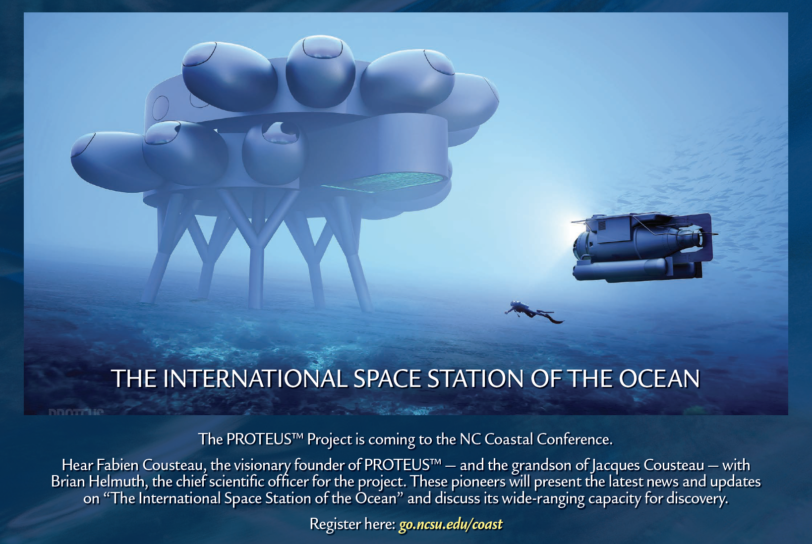 image: PROTEUS concept art and ad for the NC Coastal Conference.