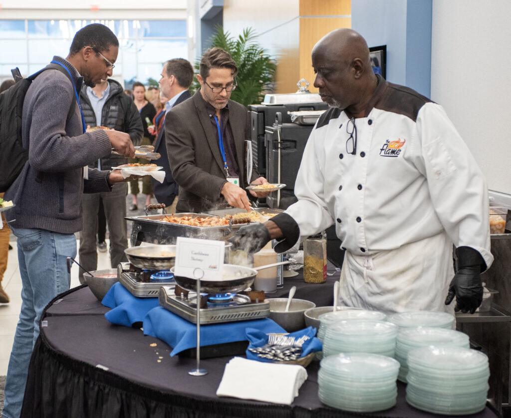 image: Guests are treated to a seafood meal .