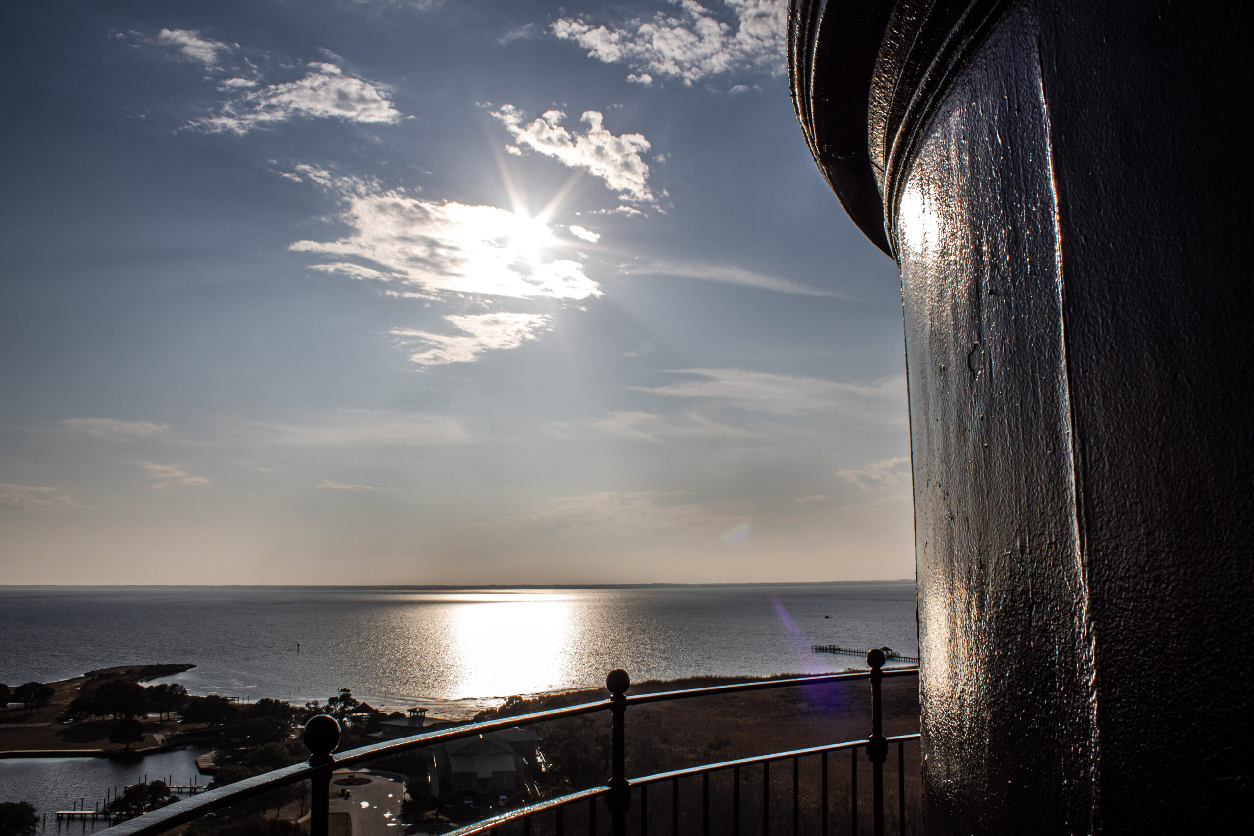 image: atop the Currituck Light, ocean panoramic.