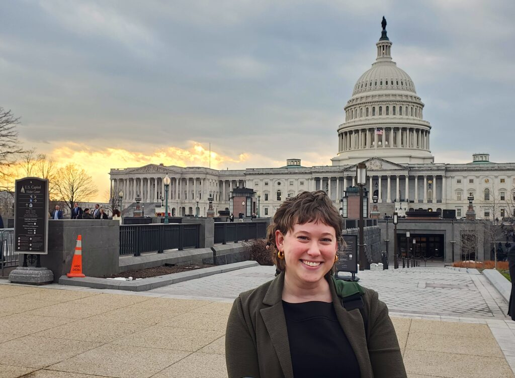 image: Former NC STEM Policy Fellow Megan Damico outside Capitol Hill.