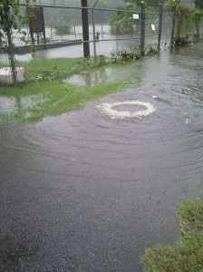 Flooded manholes are a common sight during and after a big rain event. 