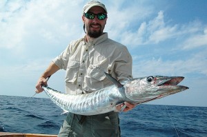 Gergory Bolton holds a wahoo caught in the Gulf Stream. 