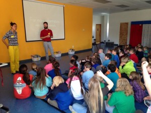 Graduate students talk to middle schoolers