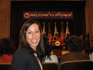 Gustavson attended an event at the Department of the Interior where Michelle Obama spoke. Photo courtesy Angela Gustavson. 