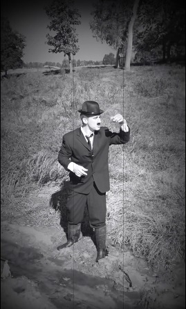 Kevin Koryto mimics Charlie Chaplin in the video that helped Doll win a CALS Outstanding Faculty Research Award at NC State University. Photo courtesy Barbara Doll.