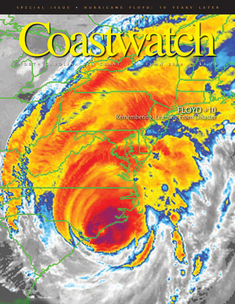 NOAA satellite image of Hurriacce Floyd, taken Sepc. 16, 1999, with the storm coming over North Carolina. Courtesy NOAA