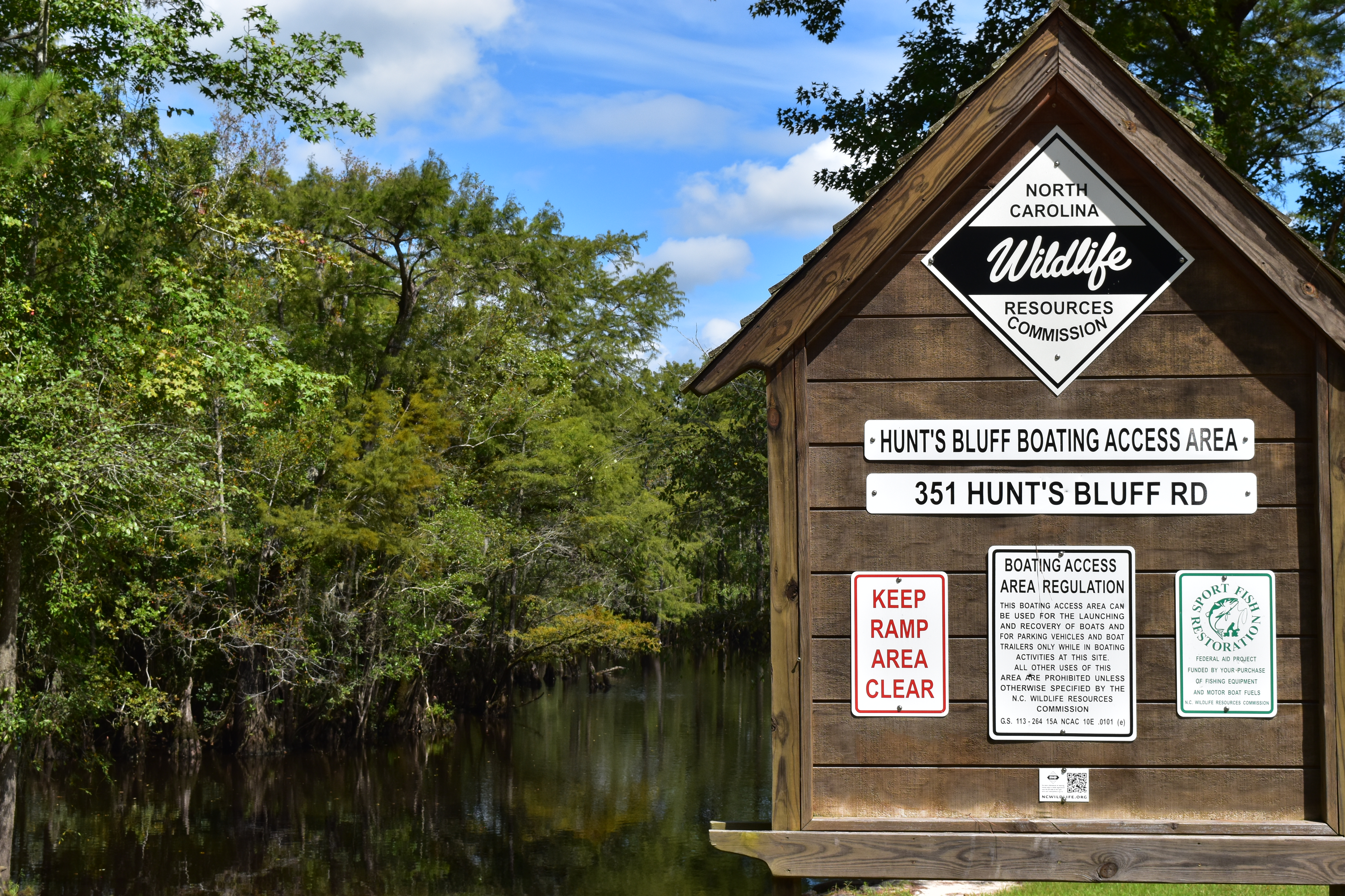 A no-fee Wildlife Resources Commission boat ramp is among several points of access to the Three Sisters Swamp on the Black River. Photo from NC Wetlands