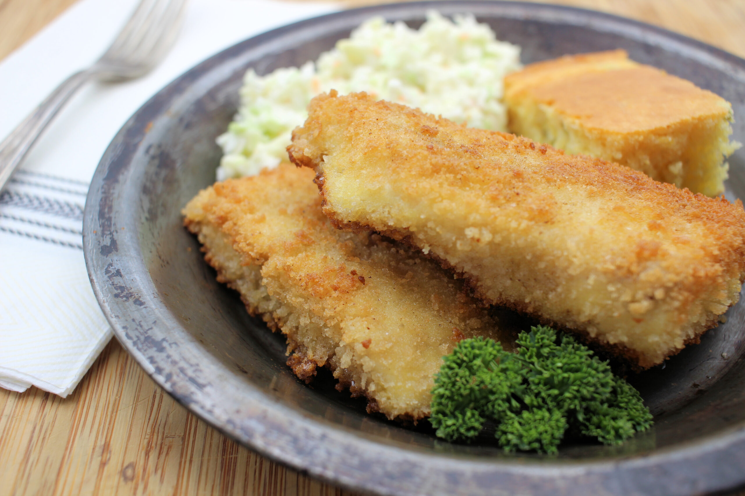 Fried Striped Bass with Parmesan. Credit: Vanda Lewis.