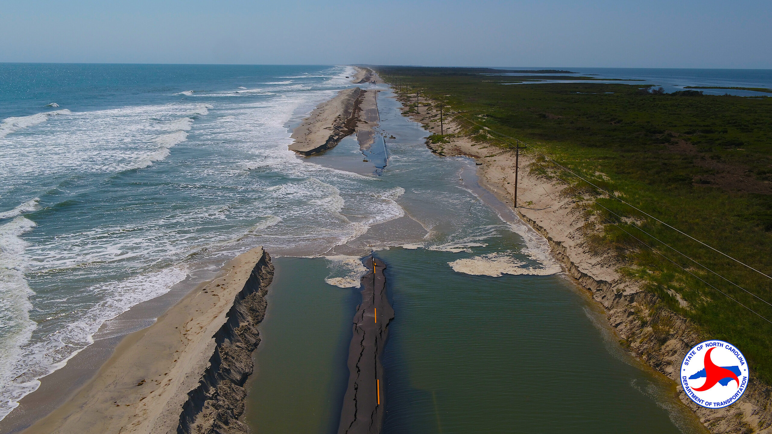 Rogers: "The land is changing as well as the sea level is changing at the same time." Highway 12 on the Outer Banks. Credit: NCDOT.
