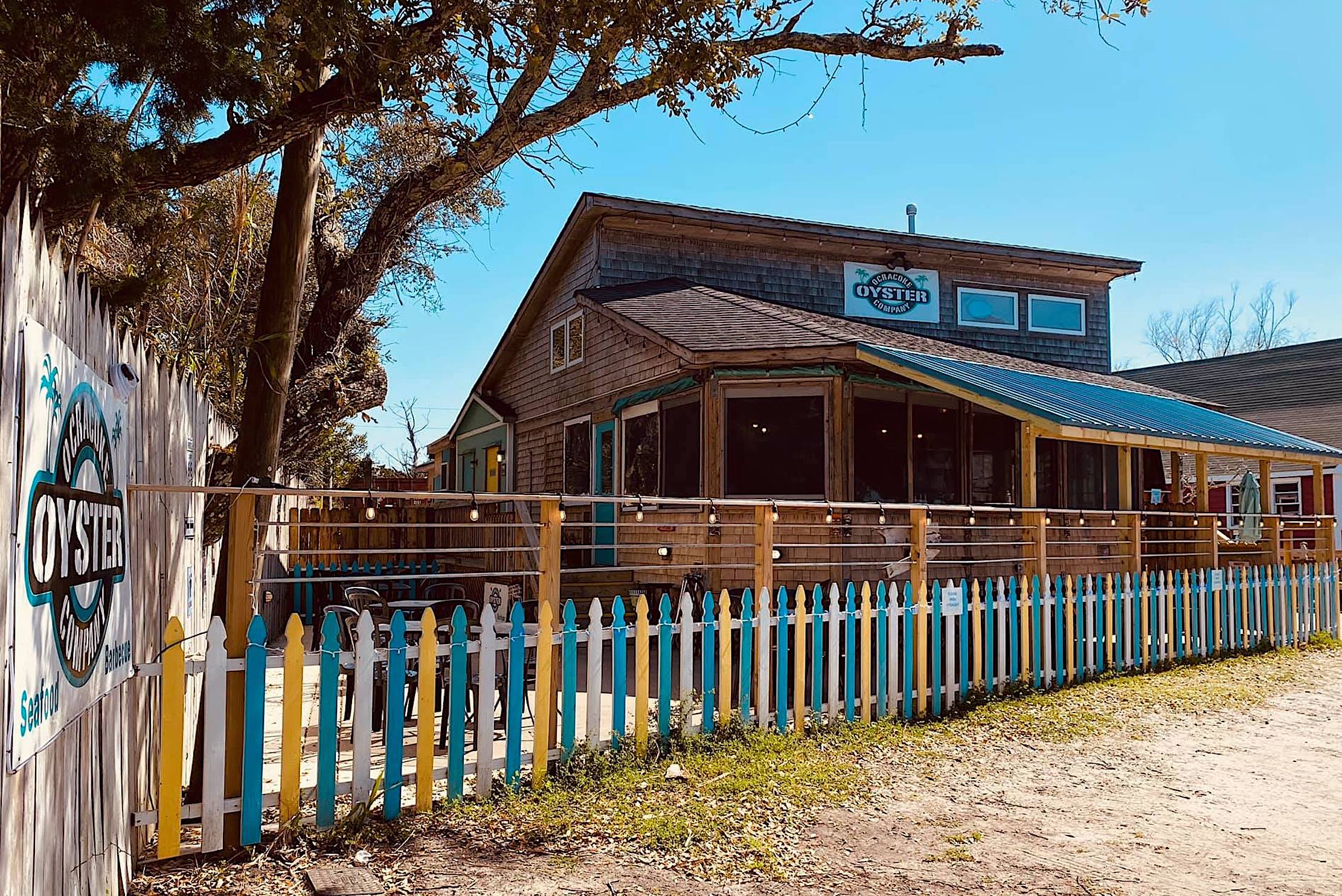 exterior image: Where the “oyster stout” beer flows: Ocracoke Oyster Company.