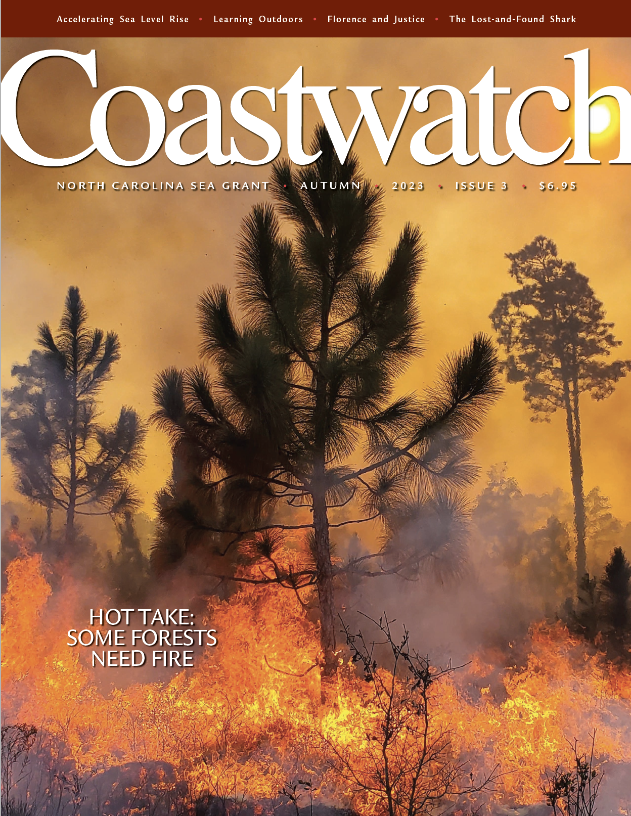 image: FALL 2023 COASTWATCH MAGAZINE cover -- prescribed burn.