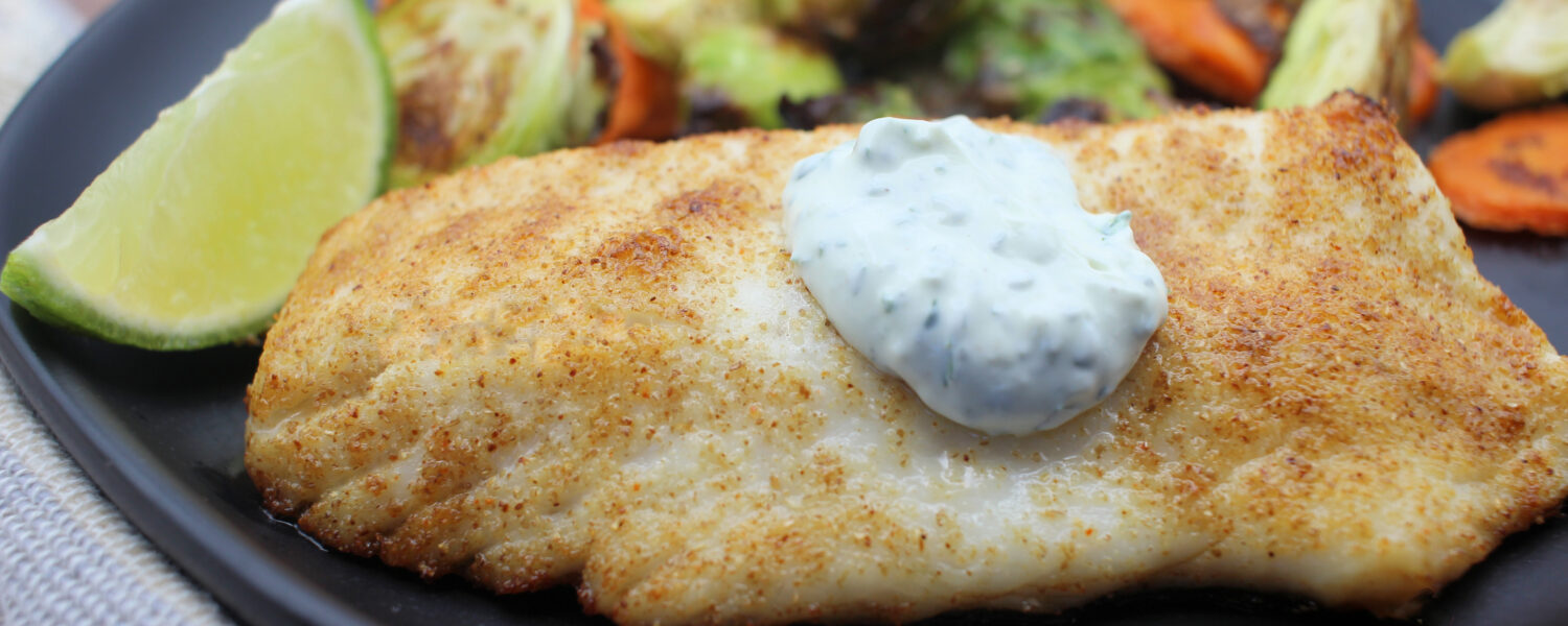 image: Broiled Striped Bass with Mediterranean Spice Rub.
