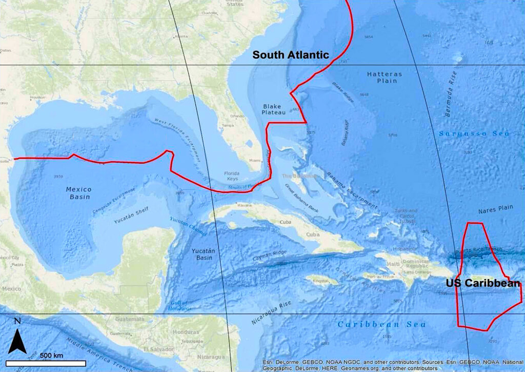 image: map of NOAA survey areas.