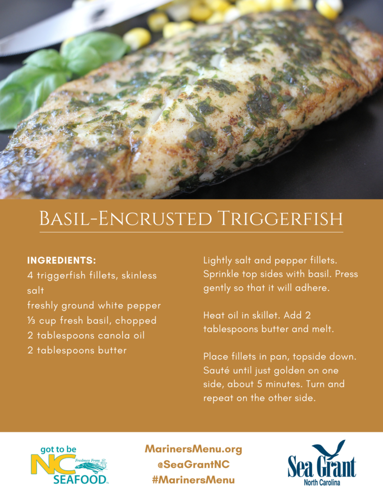Basil-encrusted triggerfish recipe