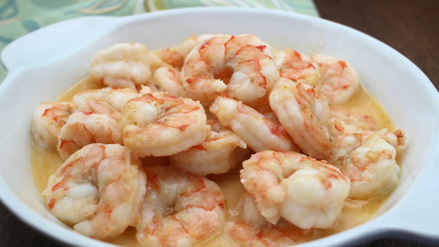 Shrimp with fennel -- cooked and in a serving bowl