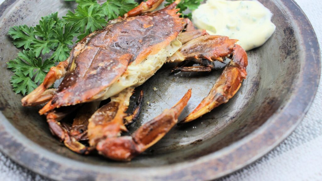 Grilled SoftShell Crabs with Garlic Mayonnaise Mariner's Menu
