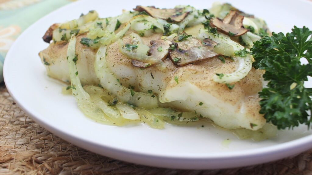 Baked Grouper Fillets with Mushrooms Mariner's Menu