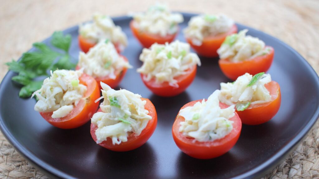 Crab-Stuffed Cherry Tomatoes - Mariner's Menu