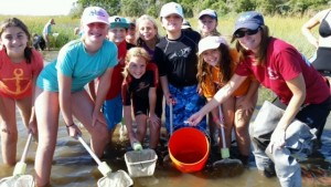 Students and their teacher visit a barrier island.