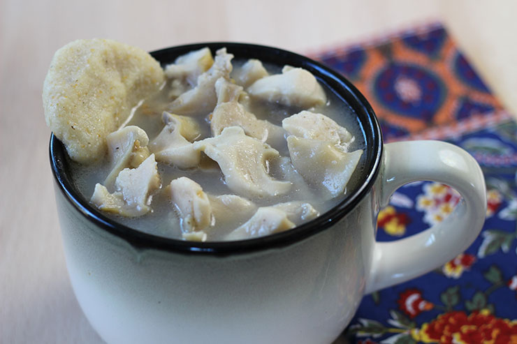 Conch stew with dumpling in a cup.
