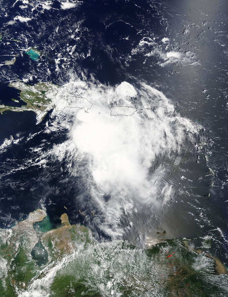 Satellite image of Tropical Storm Erika