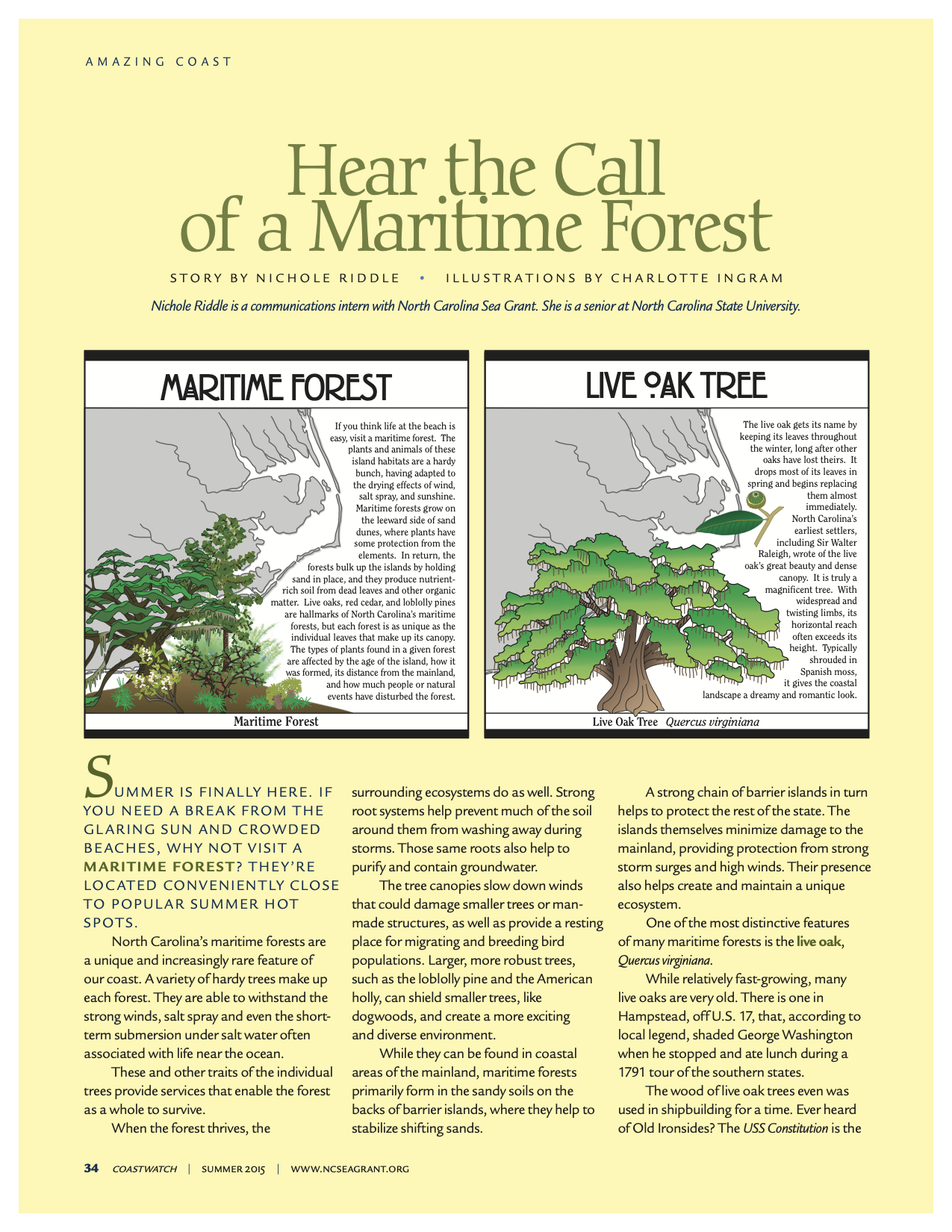 An image of the first page of the article, "Hear the Call of a Maritime Forest"