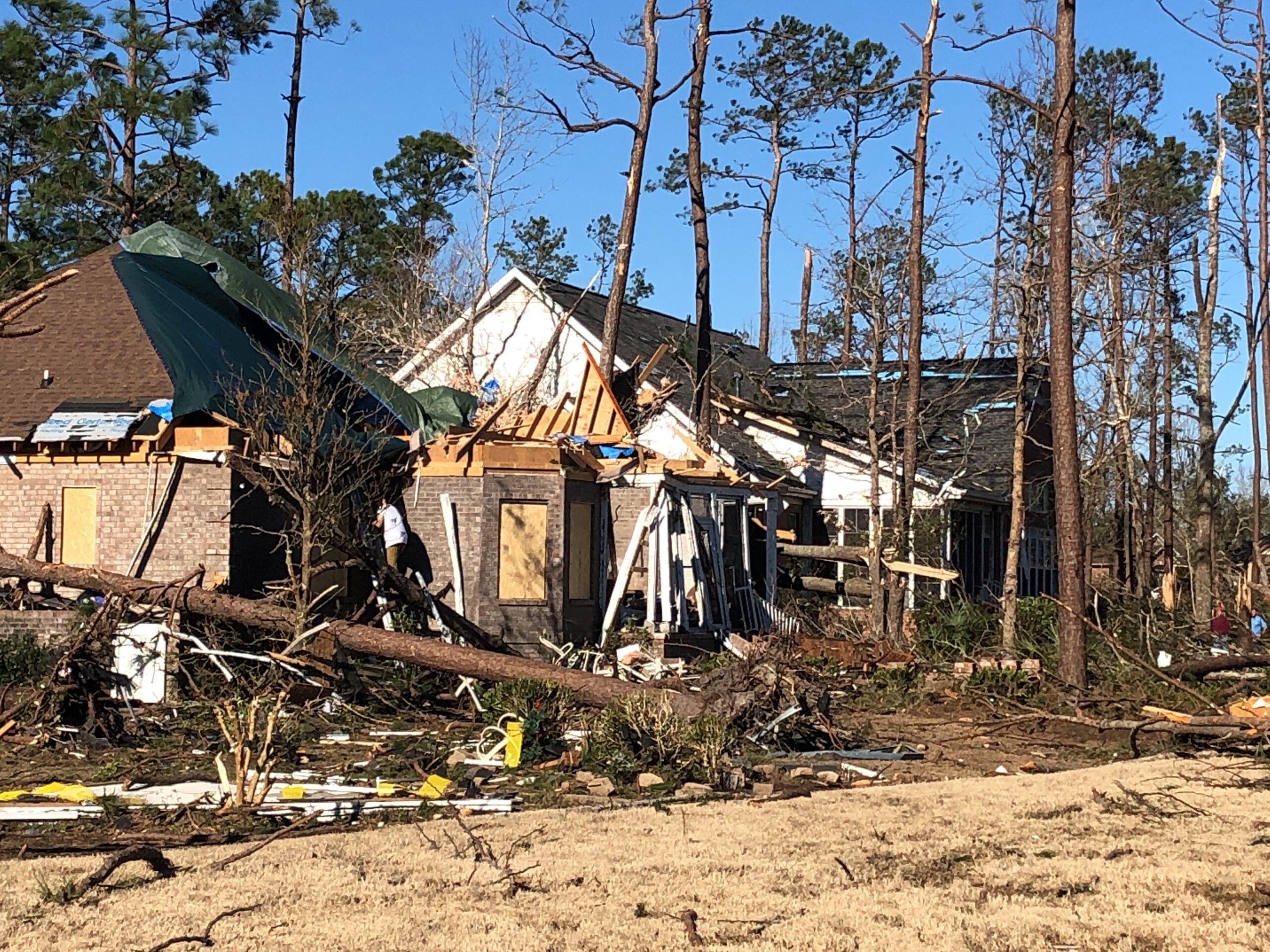 A powerful tornado caused severe damage to homes in the Ocean Ridge Plantation neighborhood in Brunswick County on Feb. 15. Credit: NWS