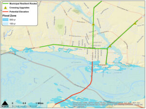 Map of resilient routes in Kinston