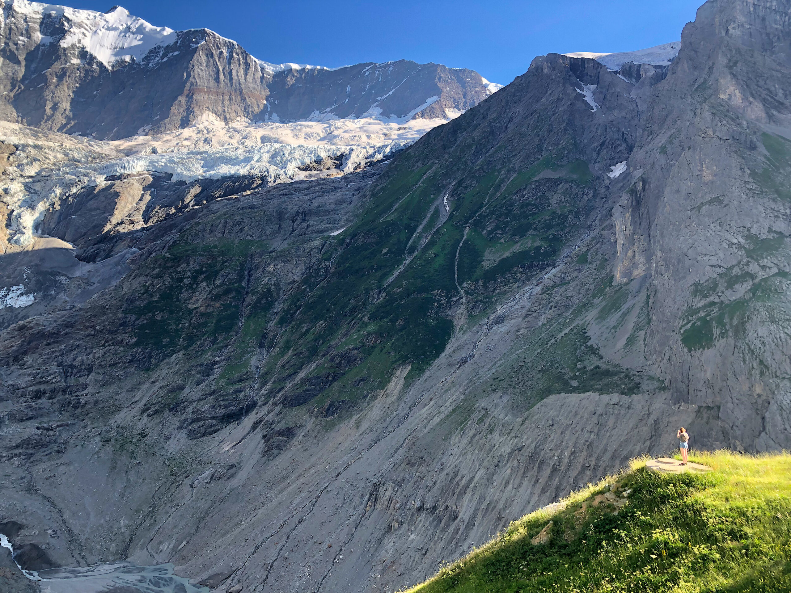 image: Swiss vista with a glacier.