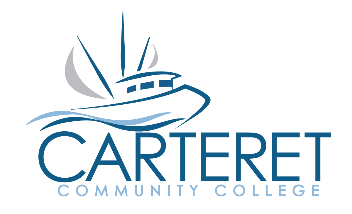 Carteret Community College Logo of a boat over type