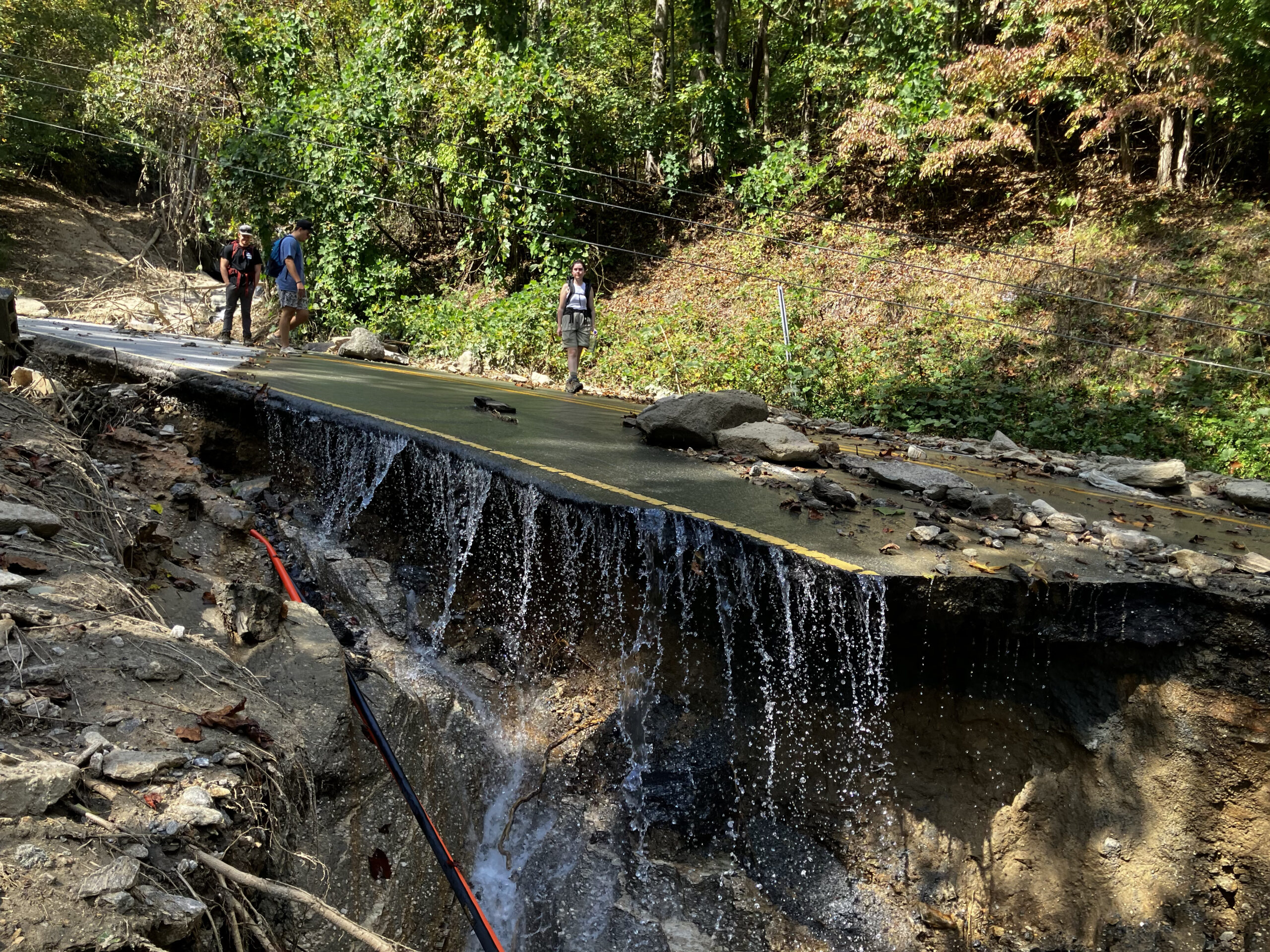 image: broken road, Hendersonville area in North Carolina.