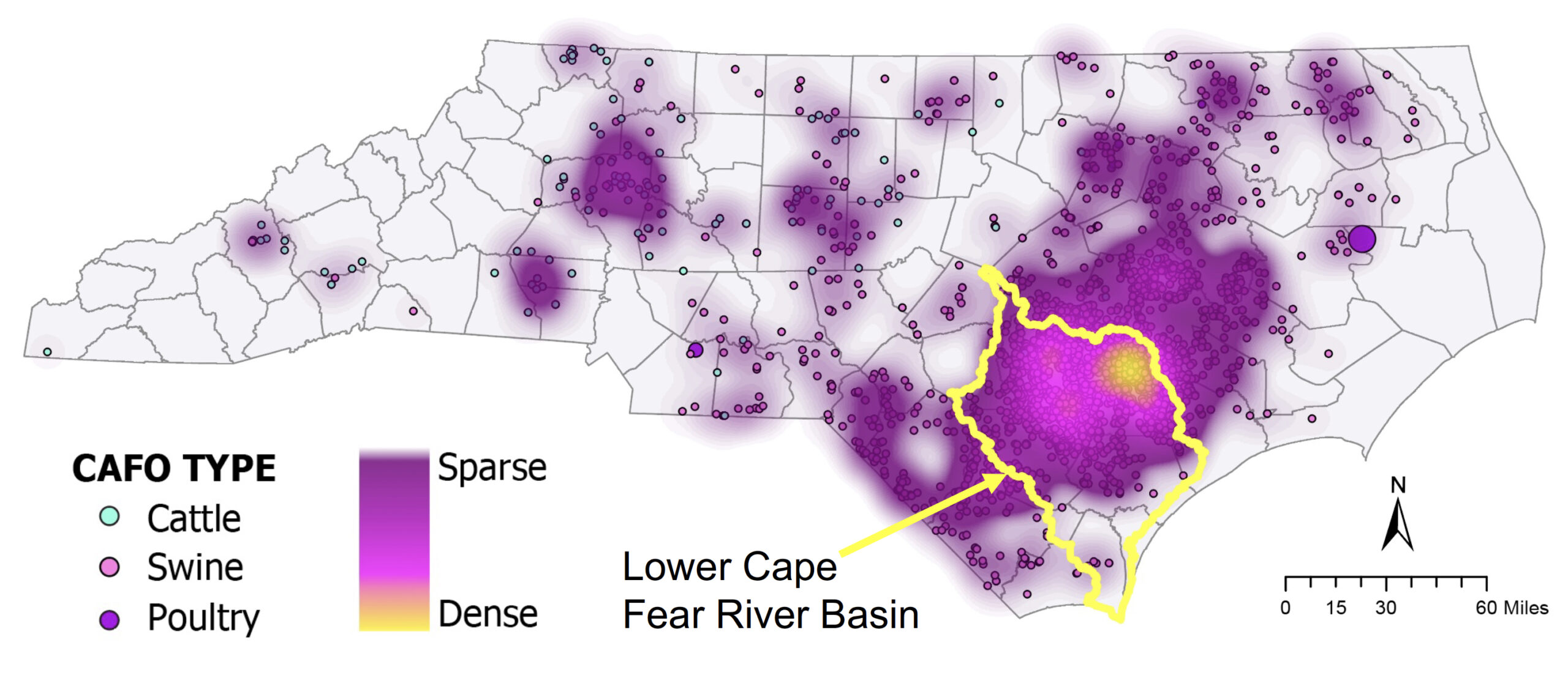 Map of CAFOs in North Carolina