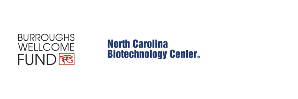 Burroughs Wellcome Fund text-based logo on the left, North Carolina Biotechnology center text-based logo on the right.