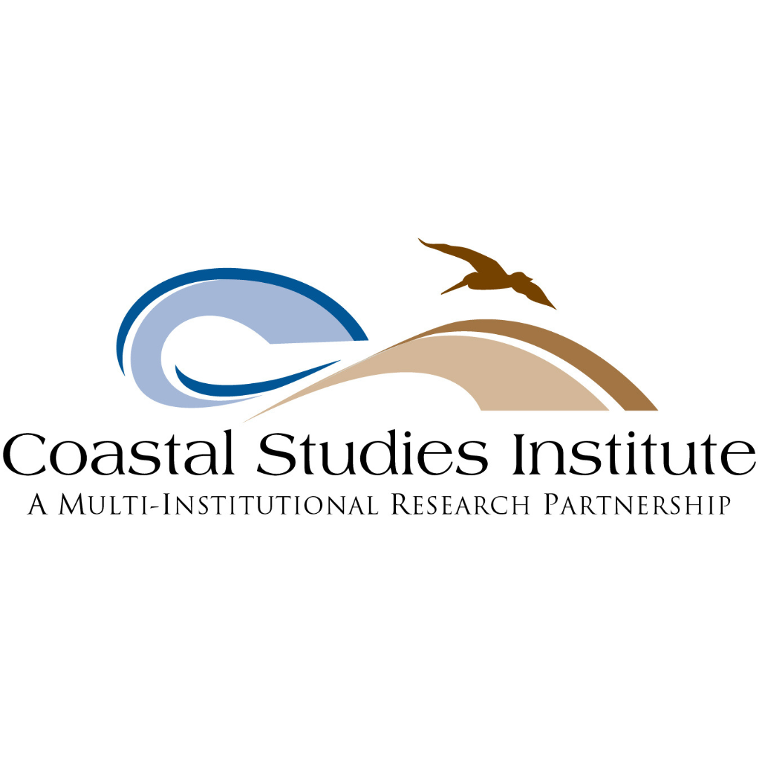 Logo with a blue and tan wave for "Coastal Studies Institute, A multi-institutional research partnership."
